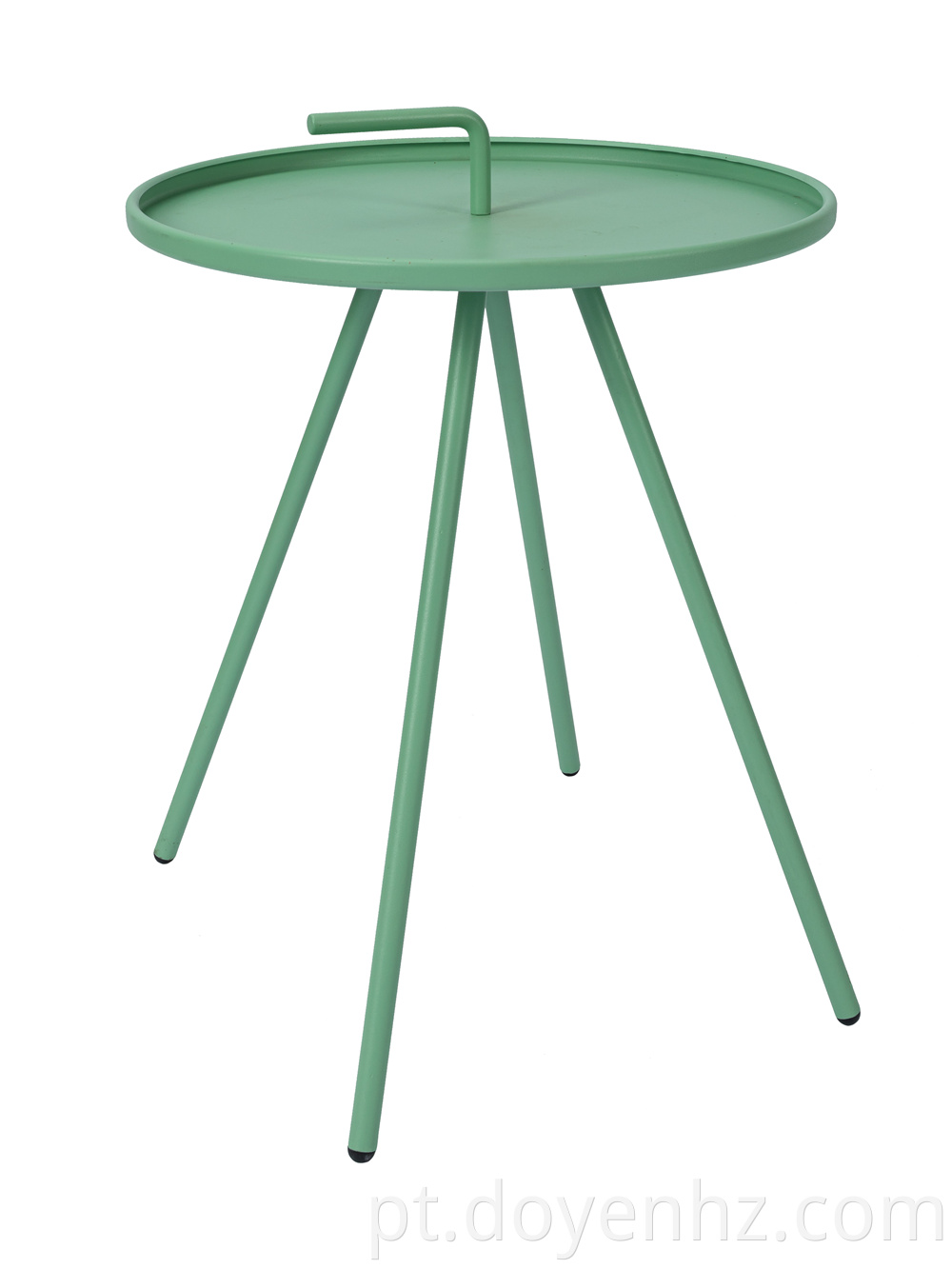 Metal Round Side Table with L-Shaped Handle